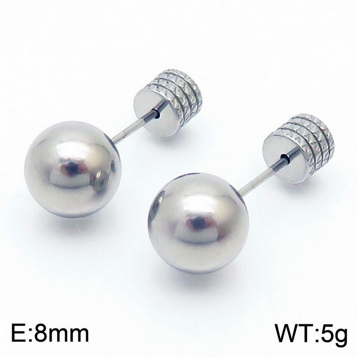 Earrings Wholesale Europe And America Cross Border Round Beads Titanium Steel Women's Stud Earrings Street Simplicity Titanium Steel Earring Accessories