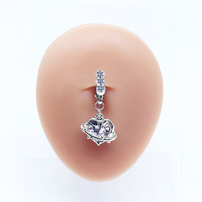 Casual Clouds Peach Plant Stainless Steel Copper White Gold Plated Rhinestones Belly Ring In Bulk