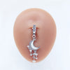 Casual Clouds Peach Plant Stainless Steel Copper White Gold Plated Rhinestones Belly Ring In Bulk