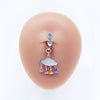 Casual Clouds Peach Plant Stainless Steel Copper White Gold Plated Rhinestones Belly Ring In Bulk