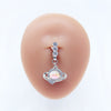 Casual Clouds Peach Plant Stainless Steel Copper White Gold Plated Rhinestones Belly Ring In Bulk