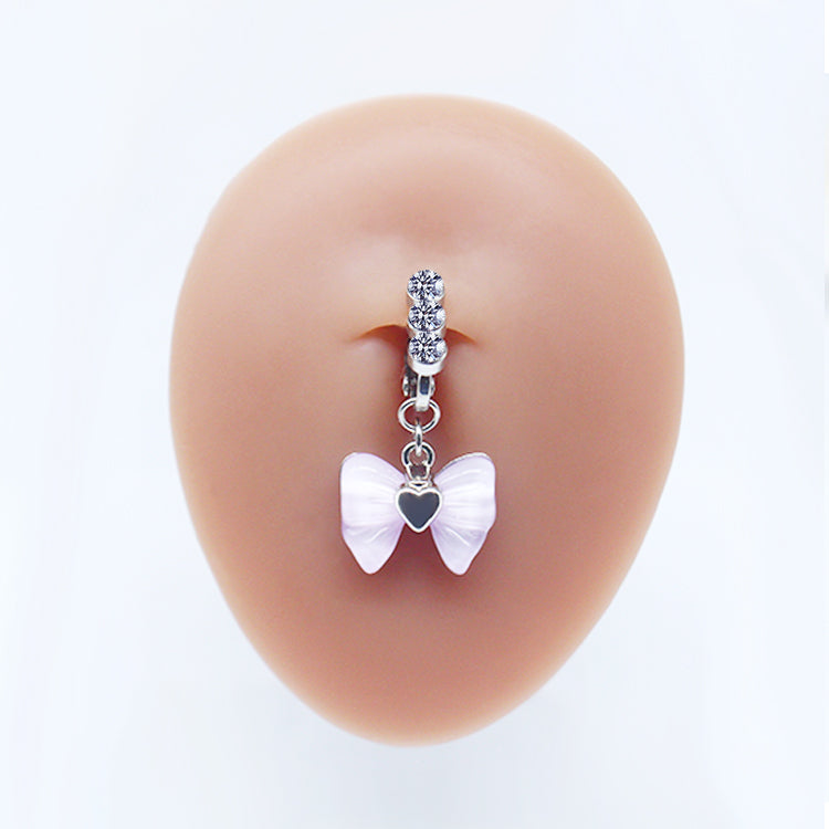 Casual Clouds Peach Plant Stainless Steel Copper White Gold Plated Rhinestones Belly Ring In Bulk