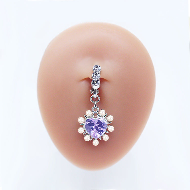 Casual Clouds Peach Plant Stainless Steel Copper White Gold Plated Rhinestones Belly Ring In Bulk