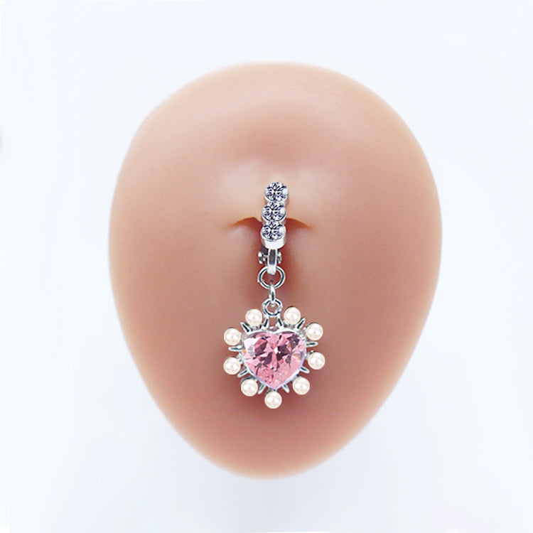 Casual Clouds Peach Plant Stainless Steel Copper White Gold Plated Rhinestones Belly Ring In Bulk