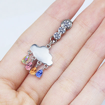 Casual Clouds Peach Plant Stainless Steel Copper White Gold Plated Rhinestones Belly Ring In Bulk