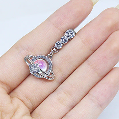 Casual Clouds Peach Plant Stainless Steel Copper White Gold Plated Rhinestones Belly Ring In Bulk