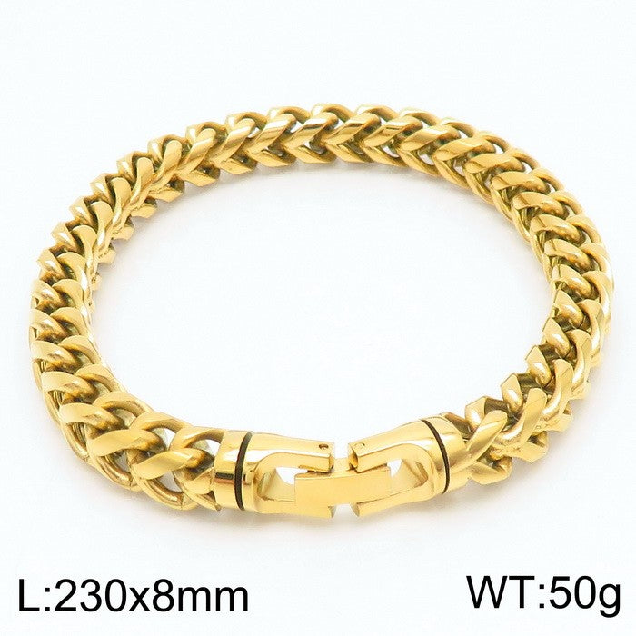 Multi-color Optional Classic Round Grinding Stainless Steel Polished Keel Chain Bracelet Personality Titanium Steel Positive And Negative Chain Men's Bracelet