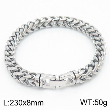 Multi-color Optional Classic Round Grinding Stainless Steel Polished Keel Chain Bracelet Personality Titanium Steel Positive And Negative Chain Men's Bracelet