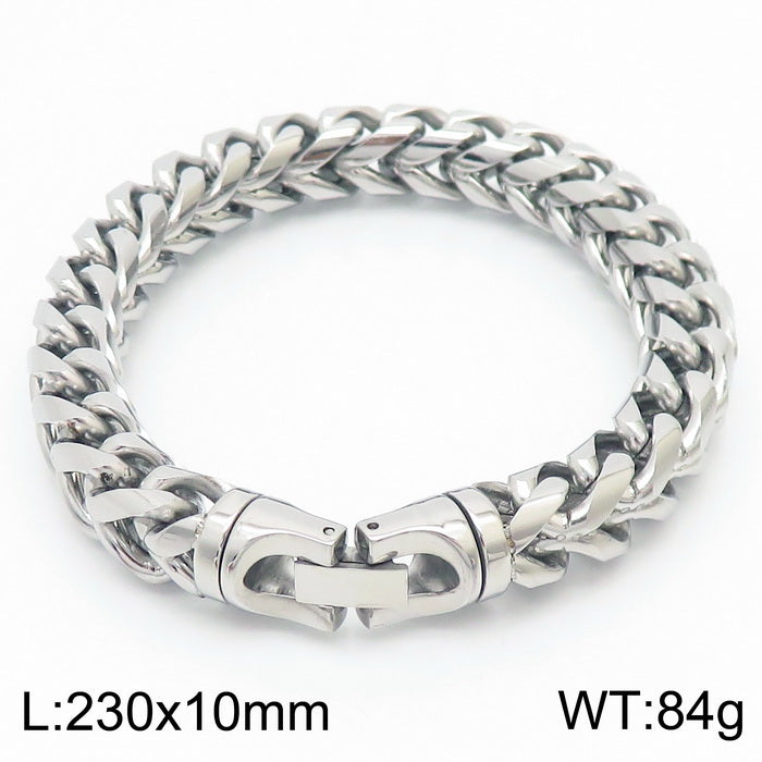 Multi-color Optional Classic Round Grinding Stainless Steel Polished Keel Chain Bracelet Personality Titanium Steel Positive And Negative Chain Men's Bracelet