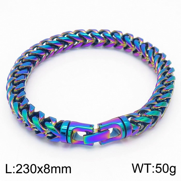 Multi-color Optional Classic Round Grinding Stainless Steel Polished Keel Chain Bracelet Personality Titanium Steel Positive And Negative Chain Men's Bracelet