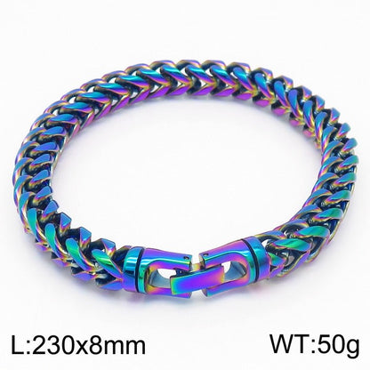 Multi-color Optional Classic Round Grinding Stainless Steel Polished Keel Chain Bracelet Personality Titanium Steel Positive And Negative Chain Men's Bracelet