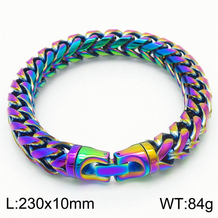 Multi-color Optional Classic Round Grinding Stainless Steel Polished Keel Chain Bracelet Personality Titanium Steel Positive And Negative Chain Men's Bracelet