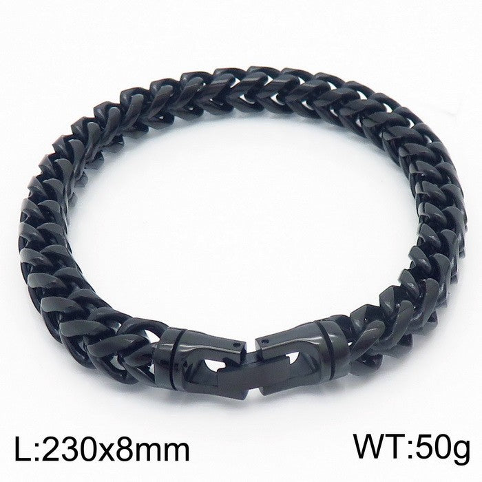 Multi-color Optional Classic Round Grinding Stainless Steel Polished Keel Chain Bracelet Personality Titanium Steel Positive And Negative Chain Men's Bracelet