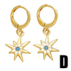 1 Pair Original Design Streetwear Sun Star Plating Inlay Copper Zircon 18k Gold Plated Drop Earrings