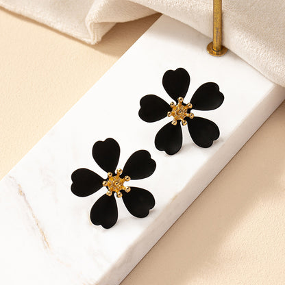 1 Pair Commute Flower Spray Paint Alloy Alloy Ear Studs