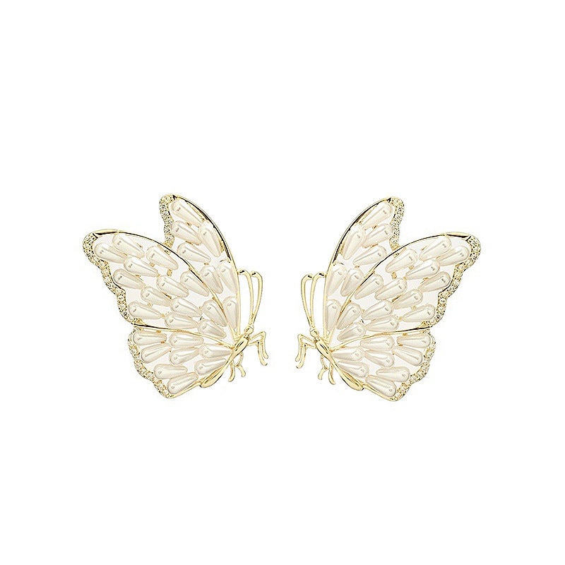 1 Pair Lady Classic Style Butterfly Copper Earrings