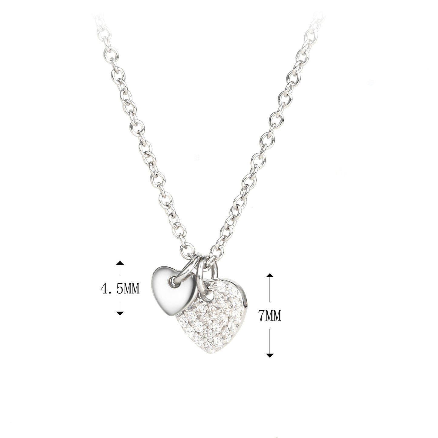 Simple Style Heart Shape Sterling Silver Zircon Pendant Necklace In Bulk