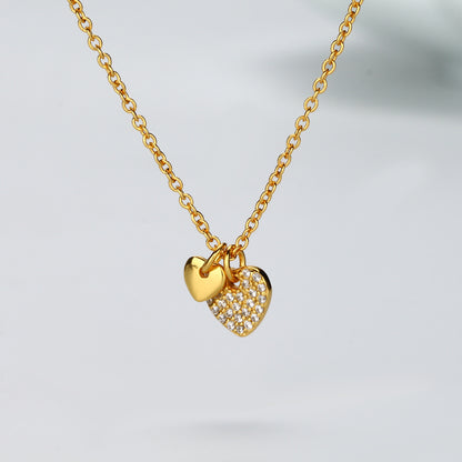 Simple Style Heart Shape Sterling Silver Zircon Pendant Necklace In Bulk