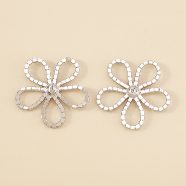 1 Pair Elegant Simple Style Flower Inlay Alloy Zircon Ear Studs