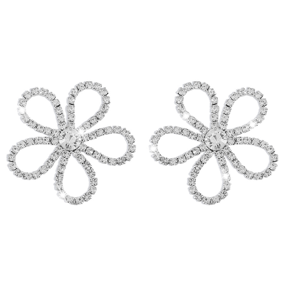 1 Pair Elegant Simple Style Flower Inlay Alloy Zircon Ear Studs