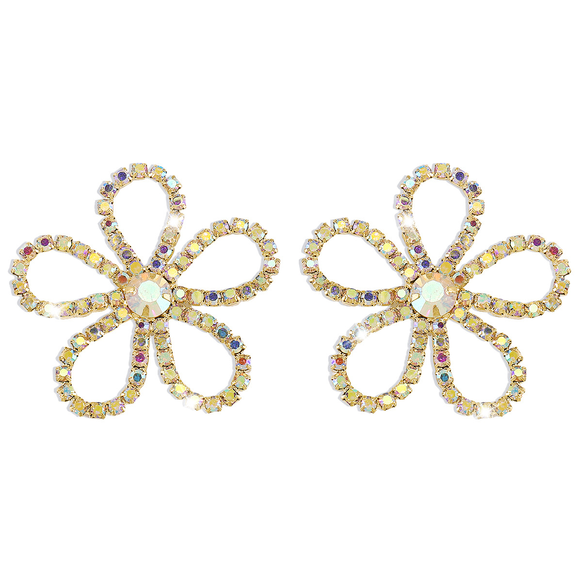 1 Pair Elegant Simple Style Flower Inlay Alloy Zircon Ear Studs