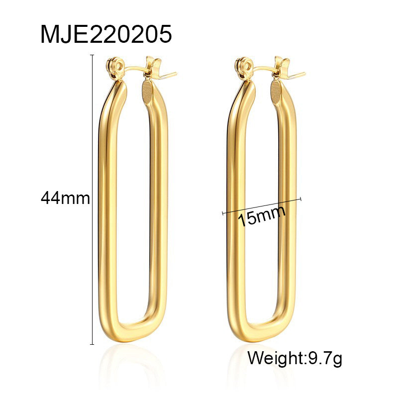 1 Pair Simple Style Solid Color Stainless Steel Plating 18k Gold Plated Earrings