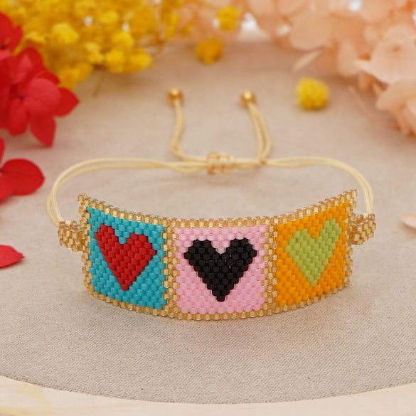 Casual Bohemian Heart Shape Seed Bead Beaded Knitting Women's Bracelets