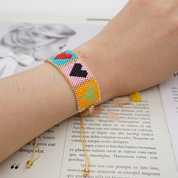 Casual Bohemian Heart Shape Seed Bead Beaded Knitting Women's Bracelets