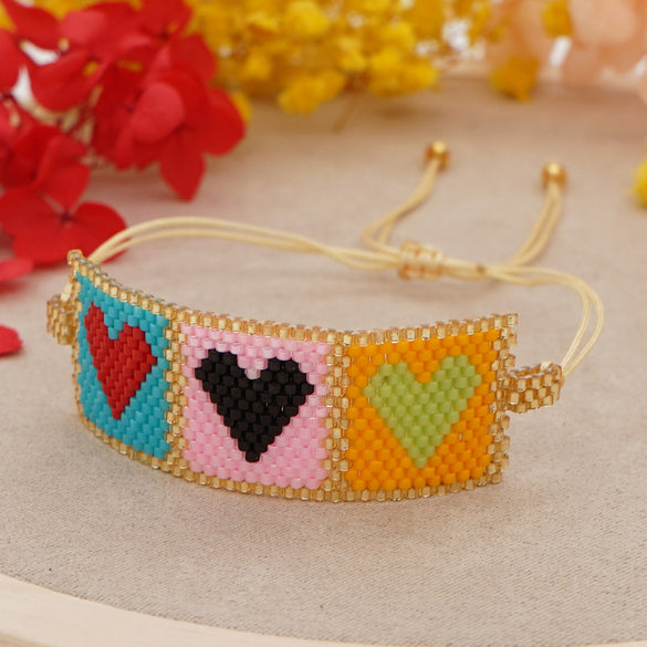 Casual Bohemian Heart Shape Seed Bead Beaded Knitting Women's Bracelets