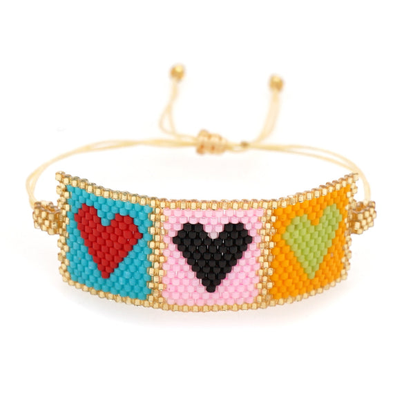 Casual Bohemian Heart Shape Seed Bead Beaded Knitting Women's Bracelets