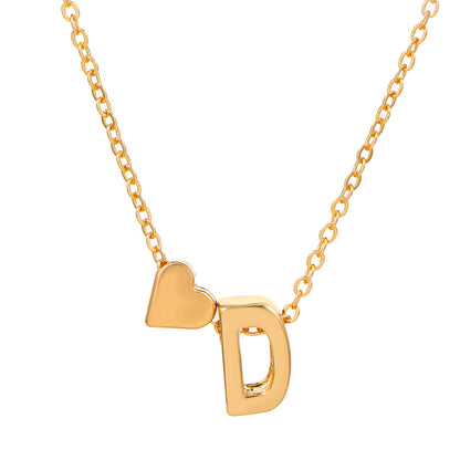 Fashion Letter Heart Shape Alloy Plating Necklace