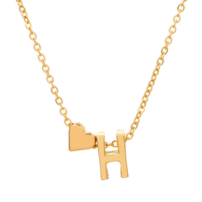 Fashion Letter Heart Shape Alloy Plating Necklace