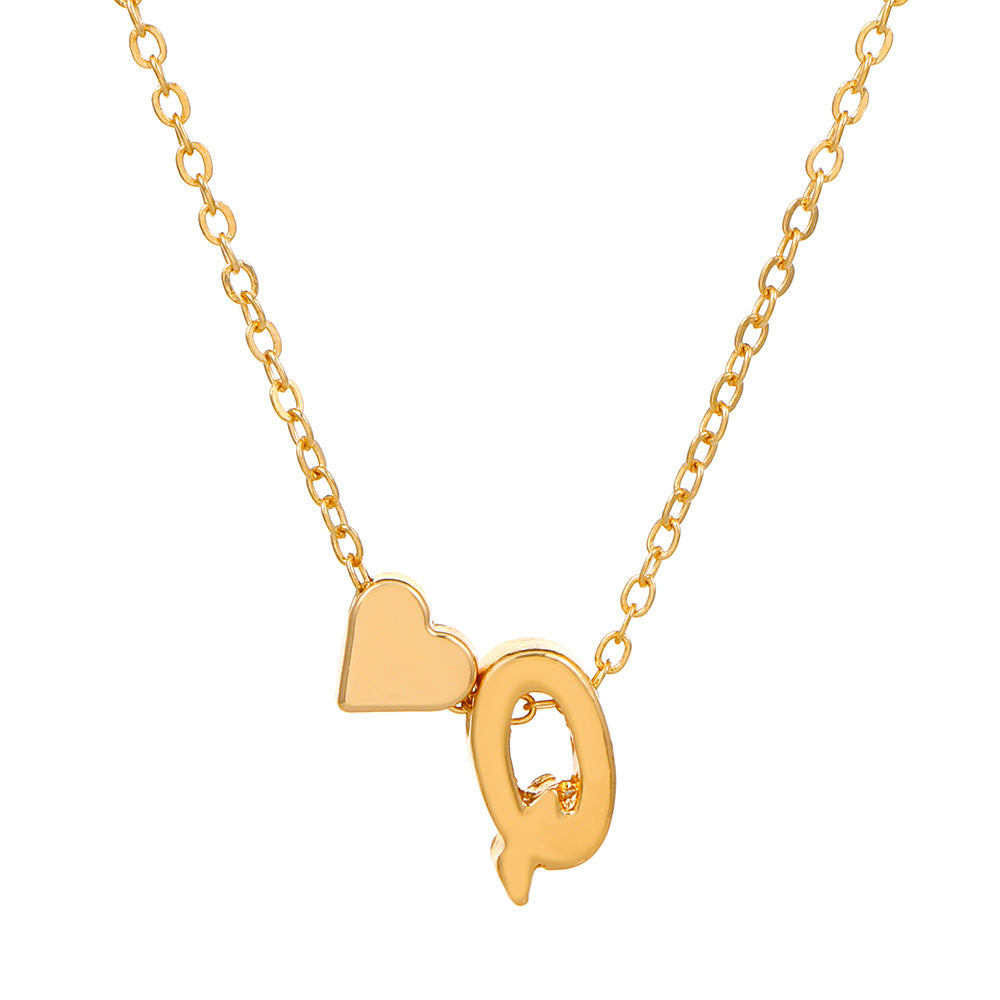 Fashion Letter Heart Shape Alloy Plating Necklace