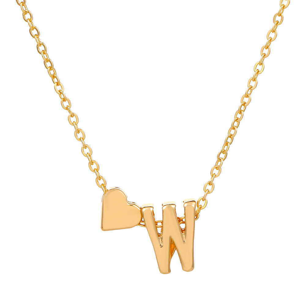 Fashion Letter Heart Shape Alloy Plating Necklace