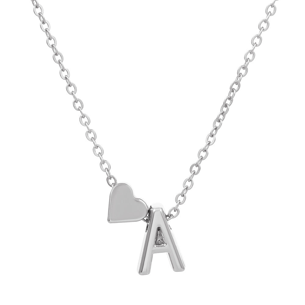 Fashion Letter Heart Shape Alloy Plating Necklace