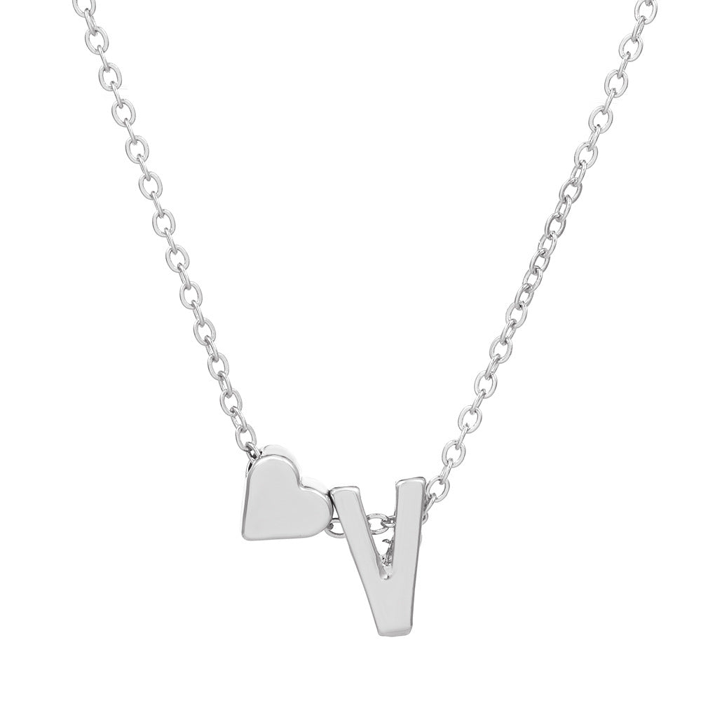 Fashion Letter Heart Shape Alloy Plating Necklace