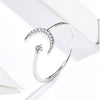 Casual Moon Sterling Silver Artificial Pearls Zircon Open Rings In Bulk