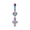 Hip-hop Rock Animal Starry Sky Moon Stainless Steel Alloy White Gold Plated Rhinestones Belly Ring In Bulk