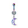 Hip-hop Rock Animal Starry Sky Moon Stainless Steel Alloy White Gold Plated Rhinestones Belly Ring In Bulk