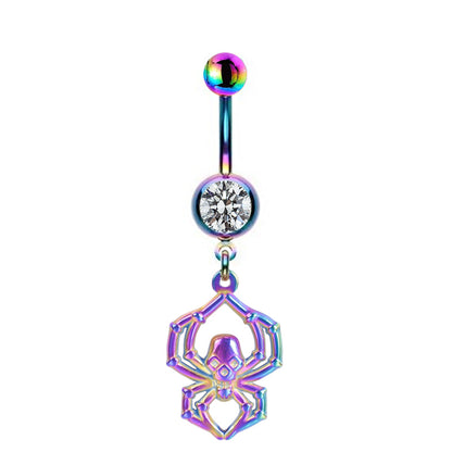 Hip-hop Rock Animal Starry Sky Moon Stainless Steel Alloy White Gold Plated Rhinestones Belly Ring In Bulk