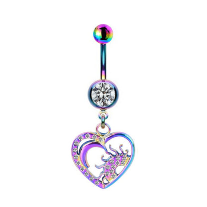 Hip-hop Rock Animal Starry Sky Moon Stainless Steel Alloy White Gold Plated Rhinestones Belly Ring In Bulk