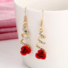 1 Pair Vintage Style Flower Tassel Plating Inlay Alloy Rhinestones Drop Earrings