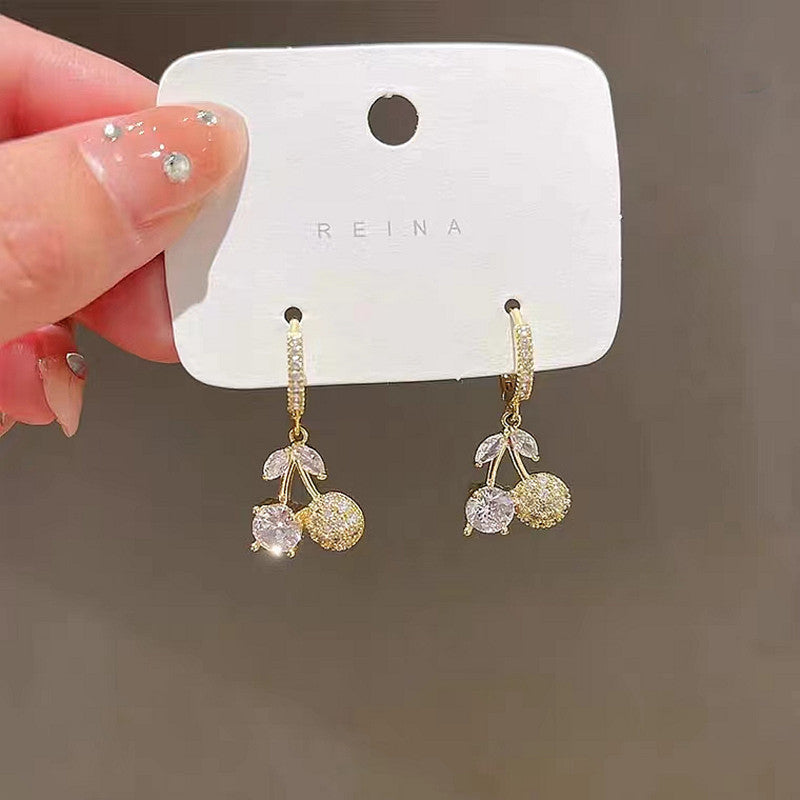 Wholesale Jewelry Cute Fruit Alloy Artificial Gemstones Plating Inlay Drop Earrings