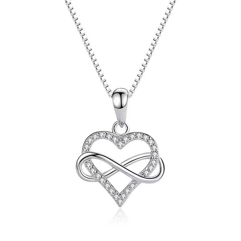 Elegant Heart Shape Sterling Silver Zircon Pendant Necklace In Bulk