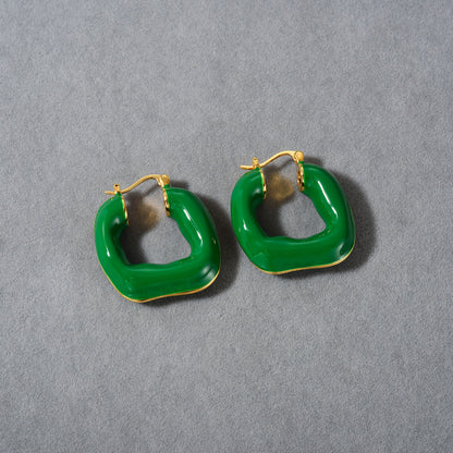 1 Pair Basic Classic Style Geometric Enamel Copper Earrings