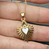 Ig Style Simple Style Heart Shape Copper Plating Inlay Shell Pendant Necklace 1 Piece