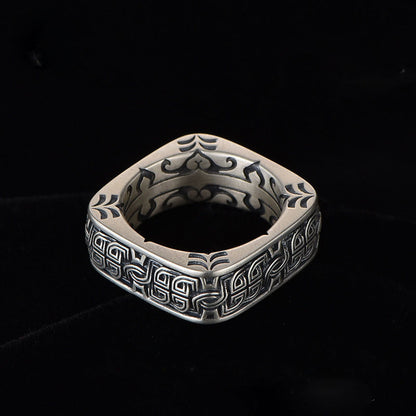 Retro Printing Steel Plating Rings 1 Piece