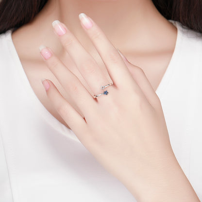 Casual Streetwear Colorful Starry Sky Moon Sterling Silver Zircon Open Rings In Bulk