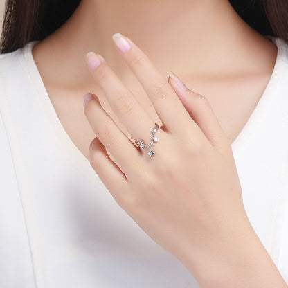 Casual Streetwear Colorful Starry Sky Moon Sterling Silver Zircon Open Rings In Bulk