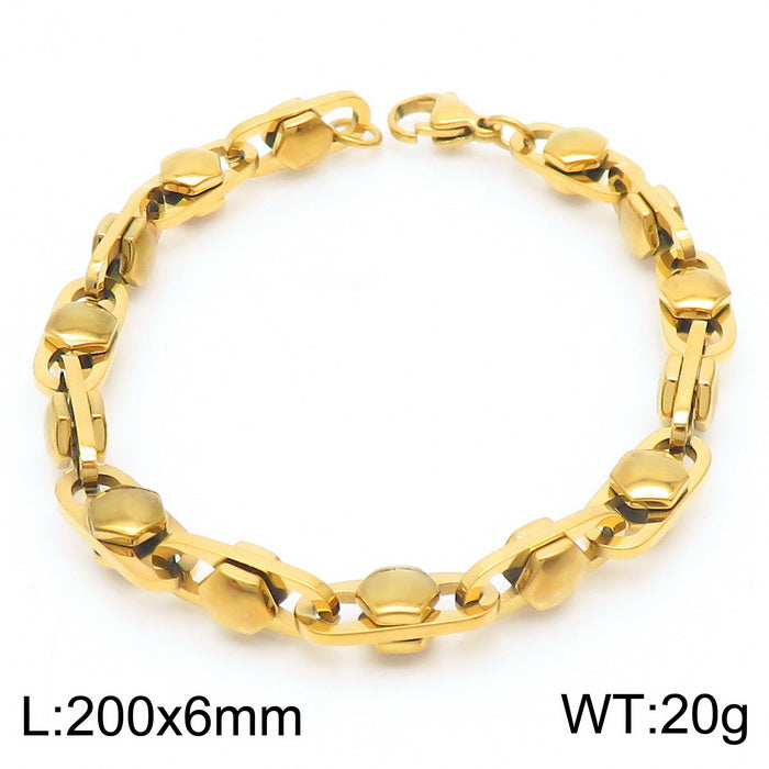 Rock Punk Solid Color Stainless Steel Plating 18k Gold Plated Bracelets Necklace